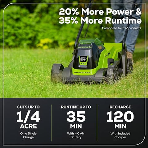 13-inch poly deck provides easy maneuvering around borders and plants.