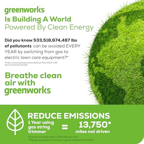 Greenworks 2-in-1 trimmer-edger conversion for precise lawn borders.