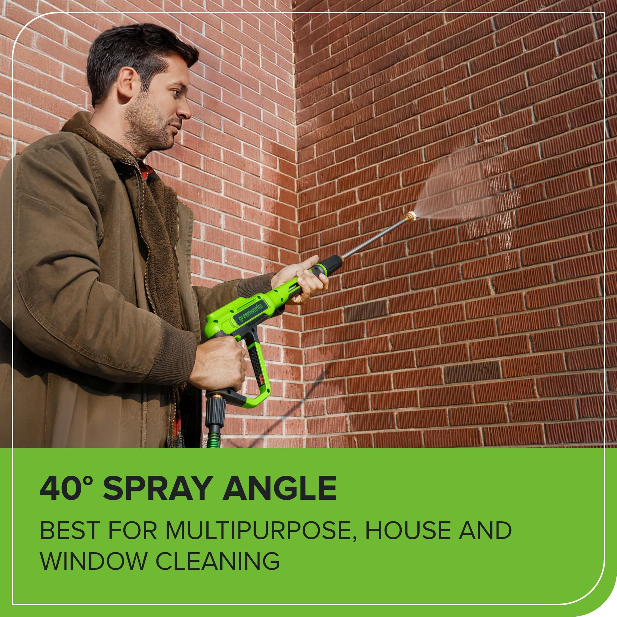Greenworks 25-degree nozzle ideal for decks and siding.