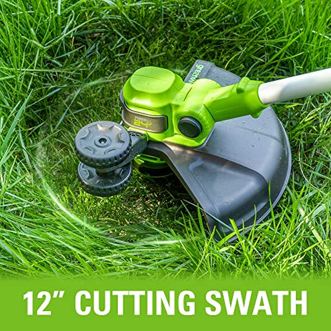 Greenworks 2Ah battery powers multiple outdoor tasks on the go.