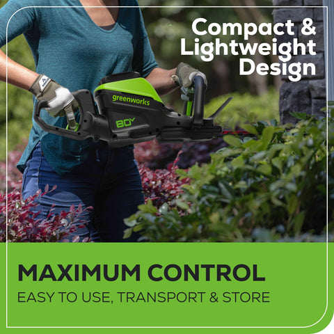 Greenworks 26-inch cutting blades deliver broad coverage and clean cuts.