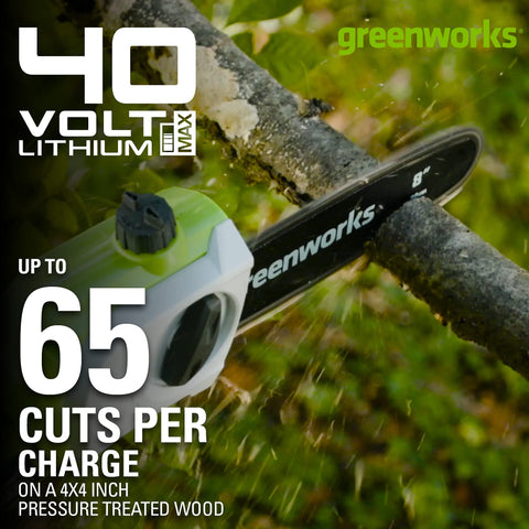 Greenworks 3 piece aluminum shaft extends reach for tall branches