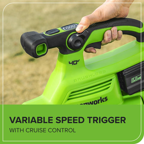 Greenworks 3-year warranty badge signals durable, reliable performance.