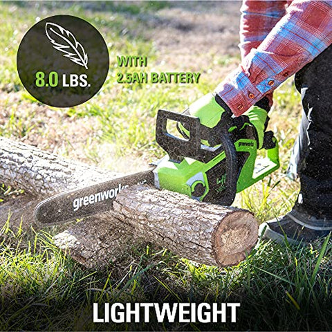 Greenworks 40V 14-Inch chainsaw fast charger included for rapid reuse