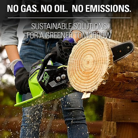Greenworks 40V 14-Inch chainsaw ideal for pruning and camping tasks