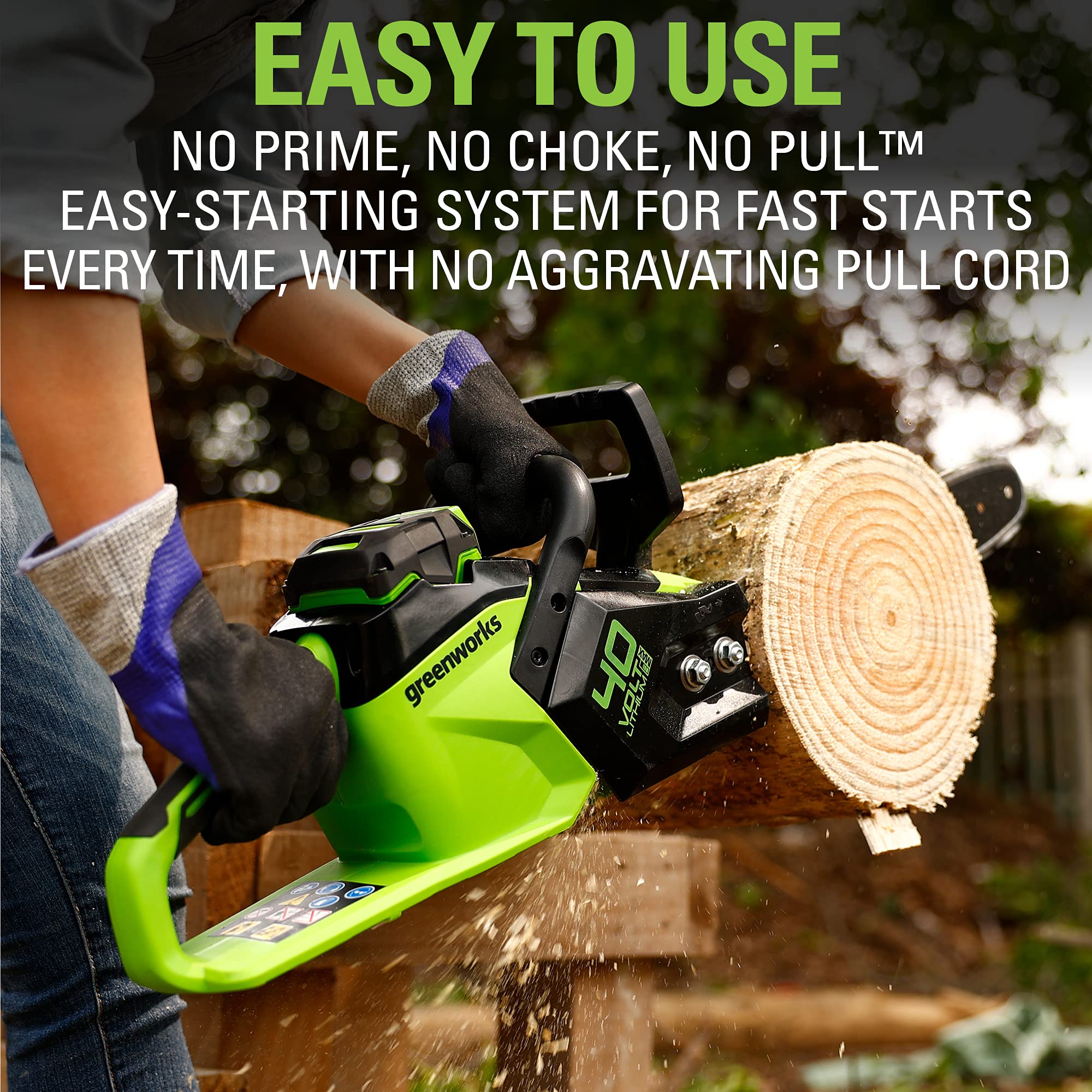 Greenworks 40V 14-Inch chainsaw easy tensioning for quick maintenance