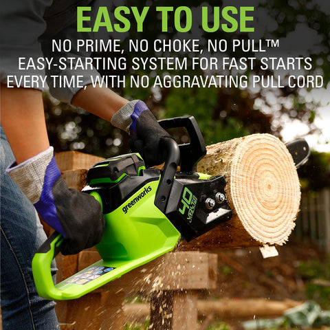 Greenworks 40V 14-Inch chainsaw easy tensioning for quick maintenance
