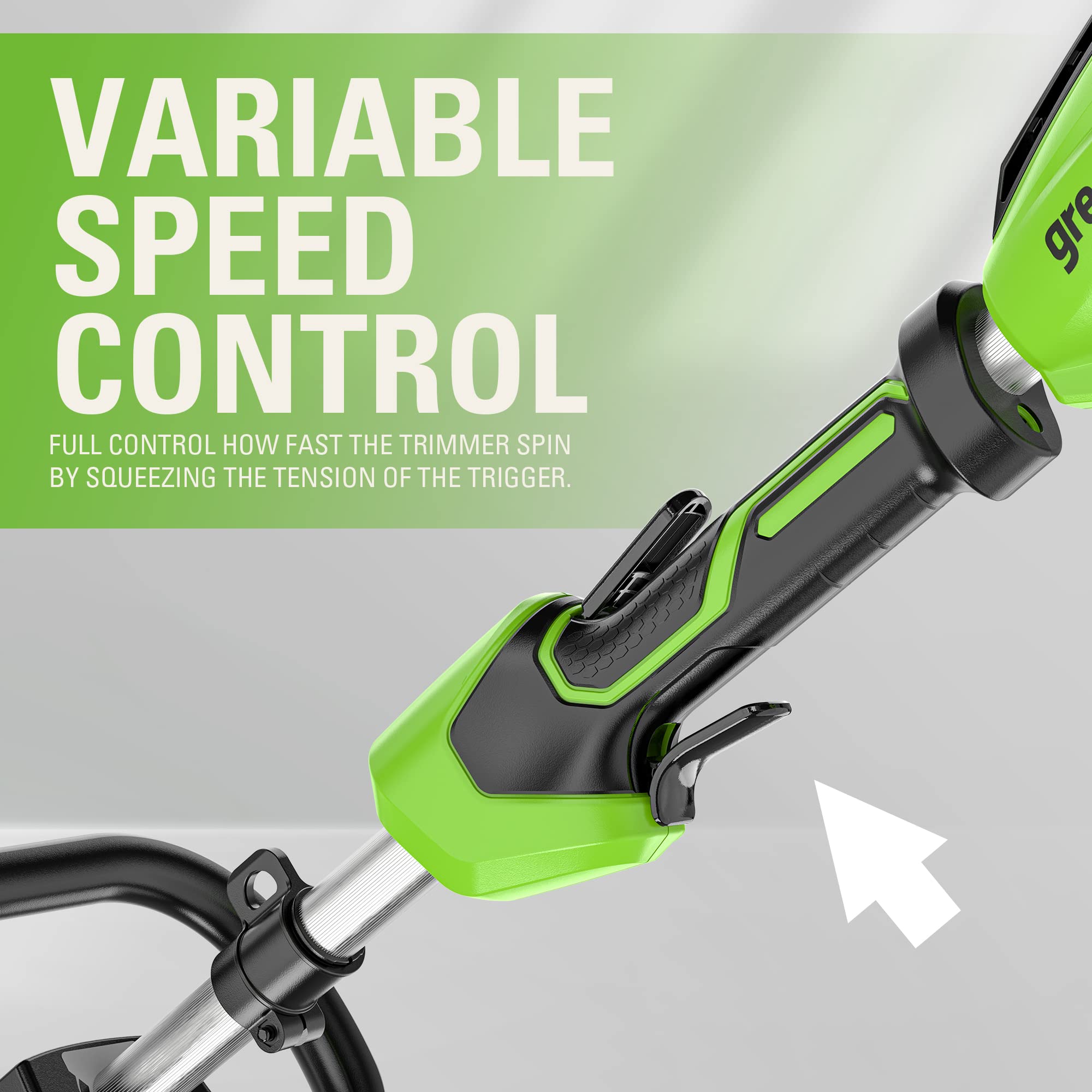 Greenworks 40V 15in trimmer lightweight design reduces user fatigue
