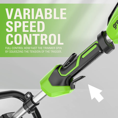 Greenworks 40V 15in trimmer lightweight design reduces user fatigue