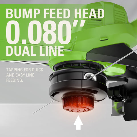 Greenworks 40V 15in trimmer TorqDrive delivers stronger torque through thick growth