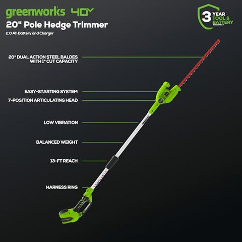 Greenworks 40V battery included provides ready-to-use power for quick yard work.