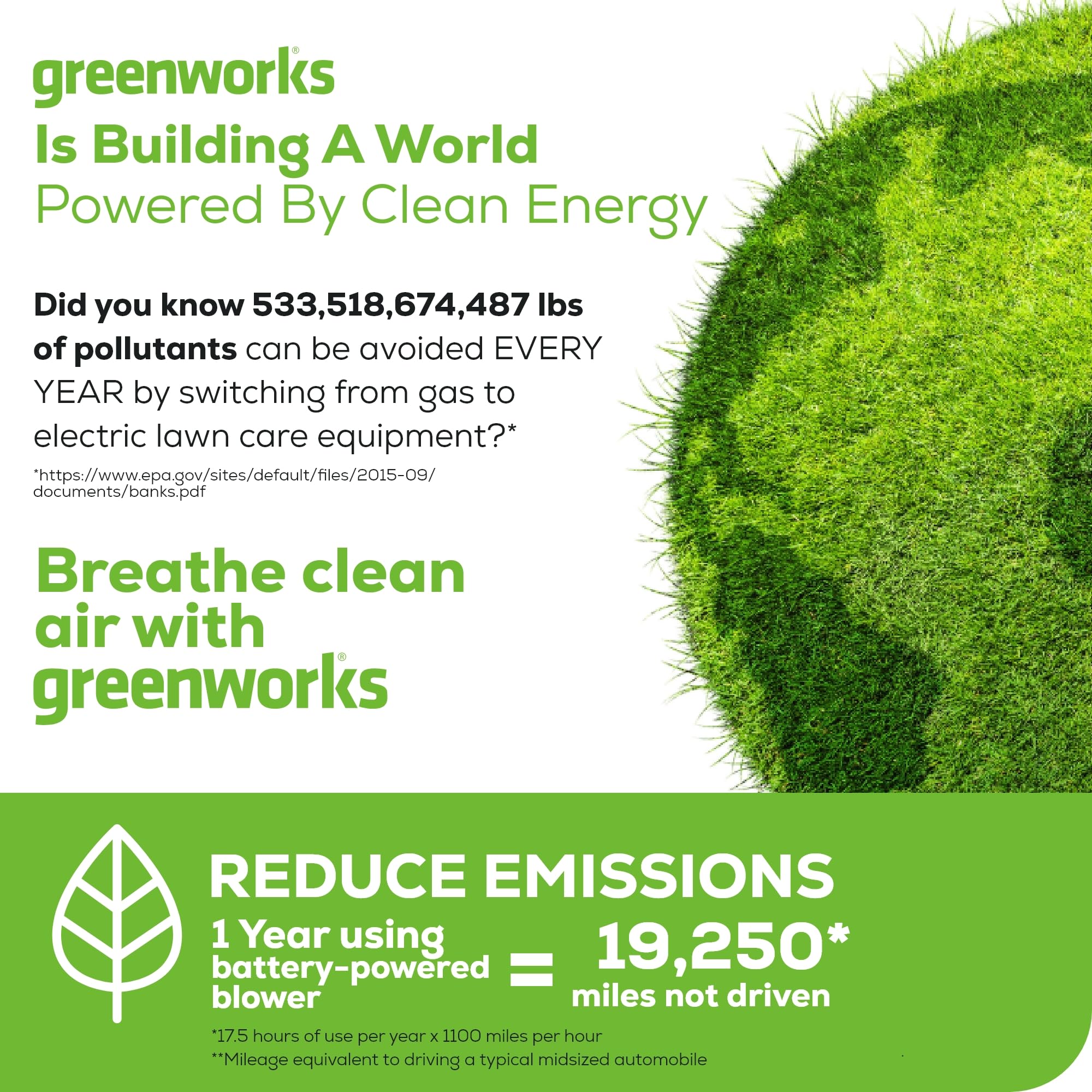 Compact storage of the Greenworks 40V axial leaf blower fits in small spaces.