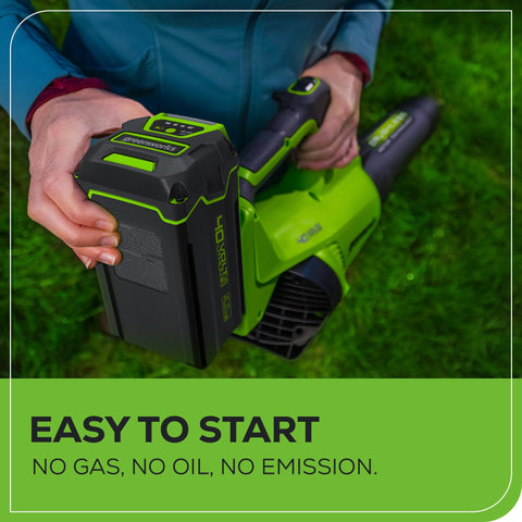 Greenworks 40V leaf blower rugged build signaling durability across seasons