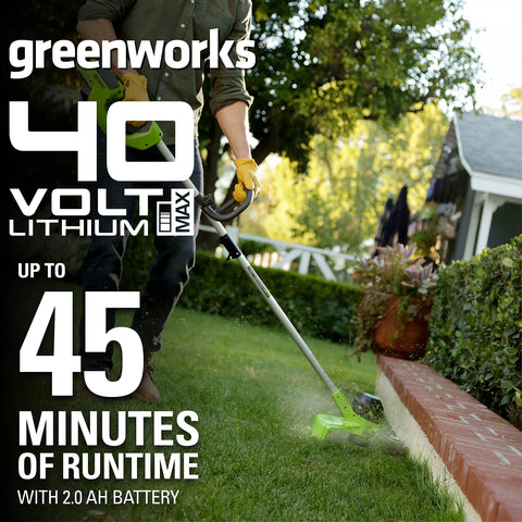 Greenworks 40V variable speed control for edging or trimming.