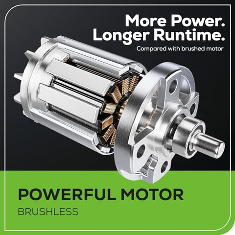 Greenworks Turbo Boost delivers 185 mph wind for tough debris.