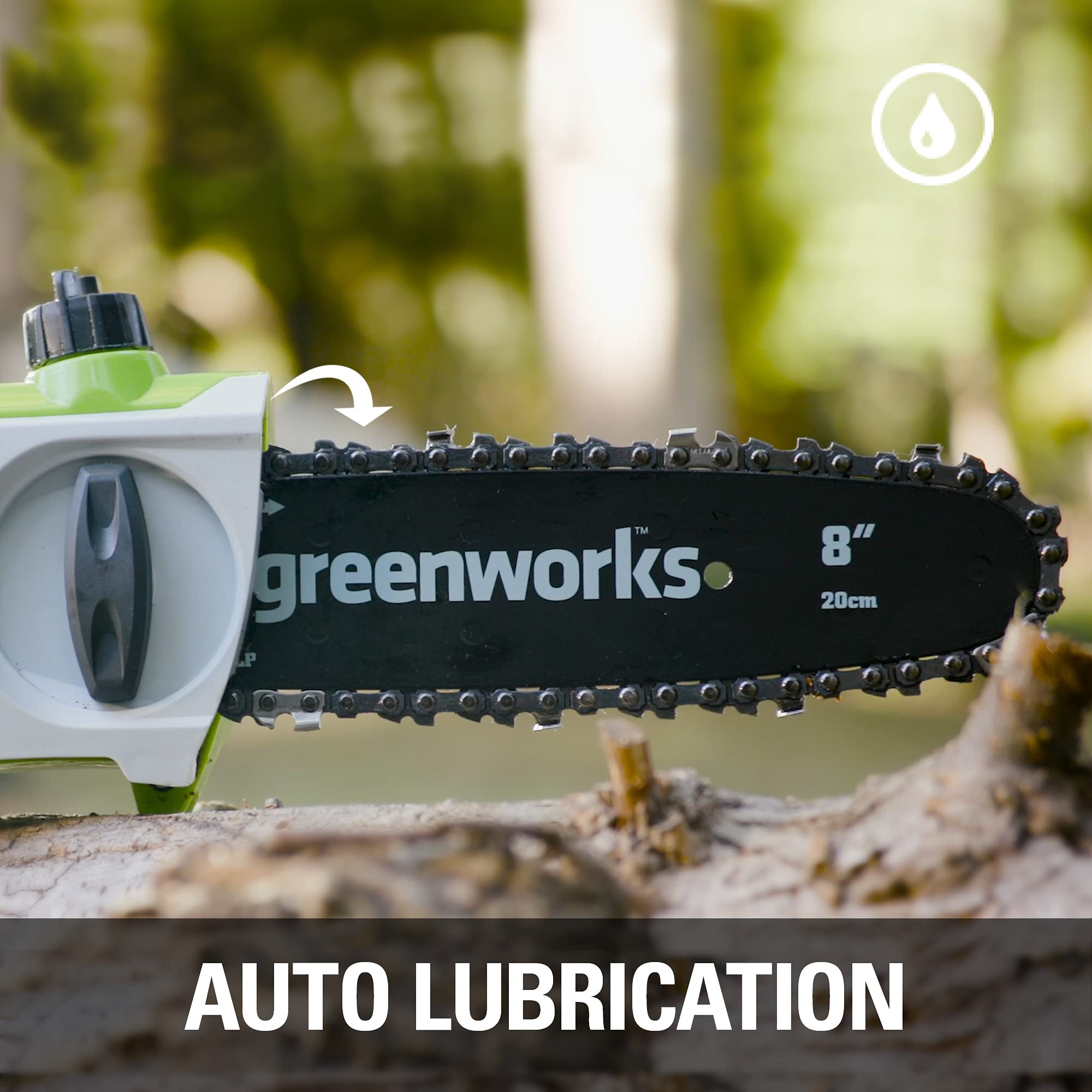 Greenworks 5/8 inch cutting capacity suitable for medium branches