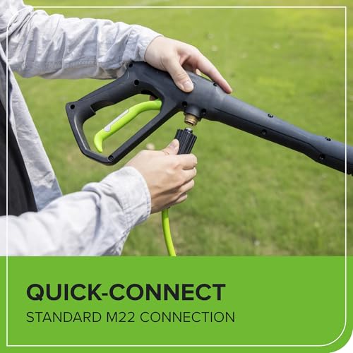Greenworks hose cleaning patio furniture with a steady spray