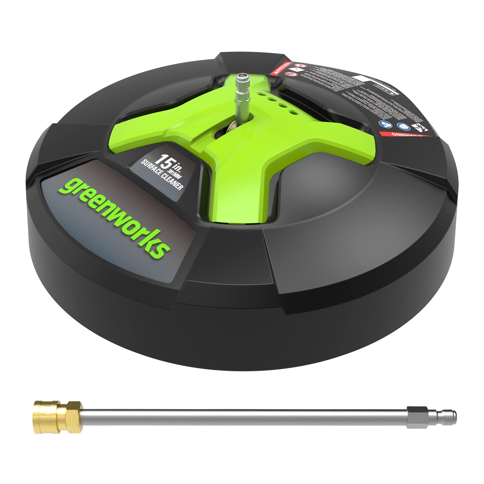 Greenworks 5210902 15-inch surface cleaner delivers wide-area driveway coverage.