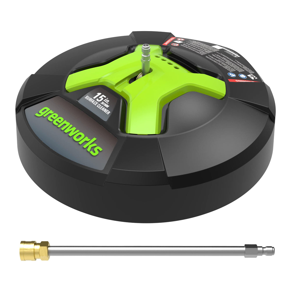 Greenworks 5210902 15-inch surface cleaner delivers wide-area driveway coverage.