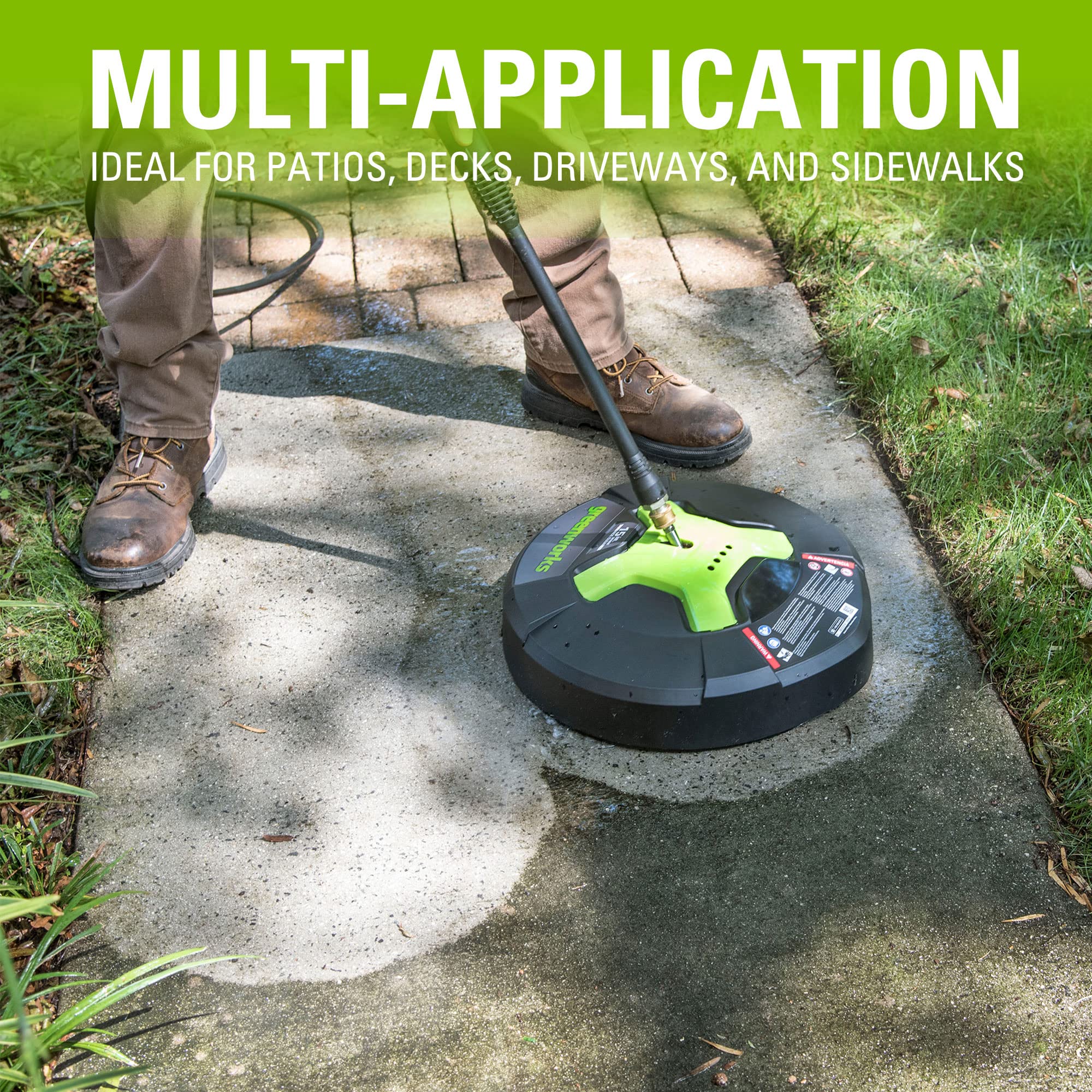 Greenworks 5210902 wide 15-inch width covers more area.