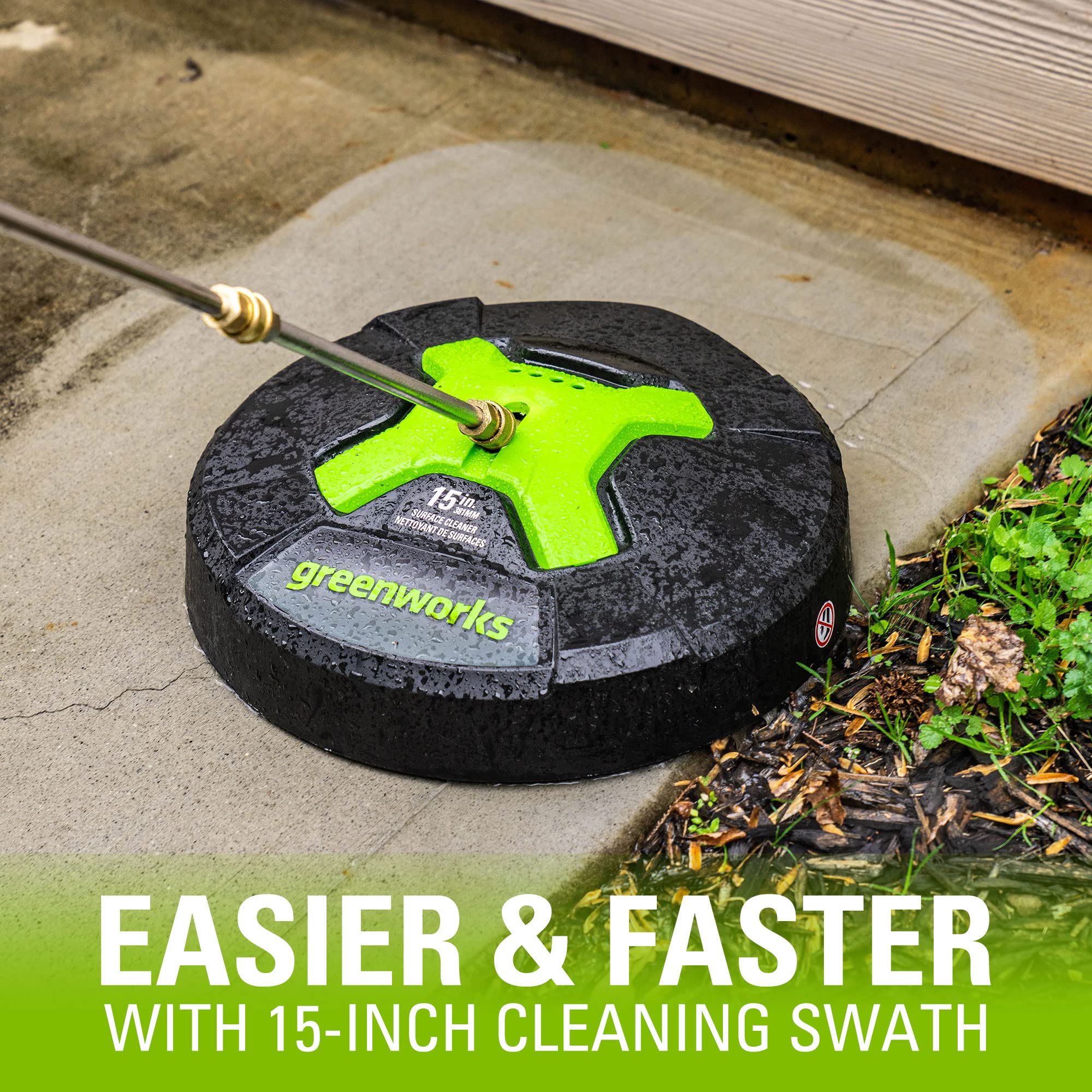 Greenworks 5210902 cleans driveways quickly on concrete surfaces.