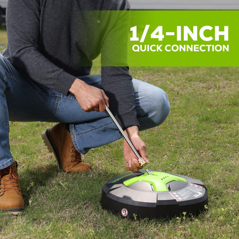 Greenworks 5210902 quick-connect fits most pressure washers for versatile use.