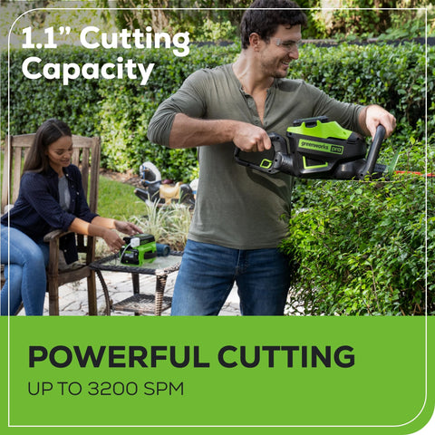 Greenworks 60V hedge trimmer ergonomic design for ease
