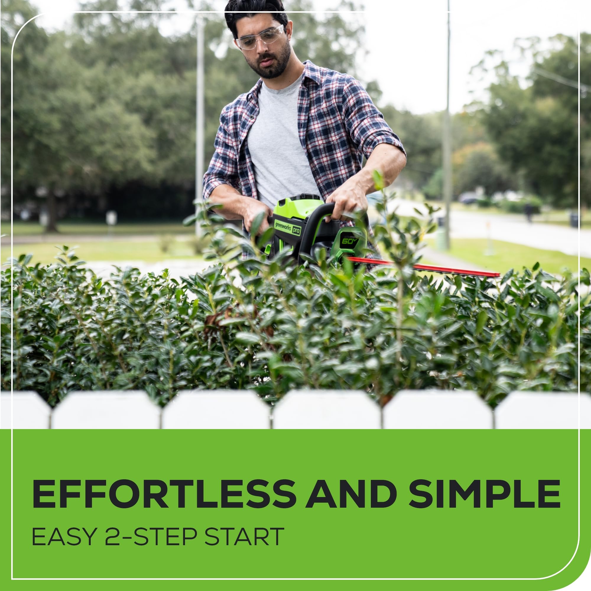 Greenworks 60V hedge trimmer quick-charge feature and efficiency