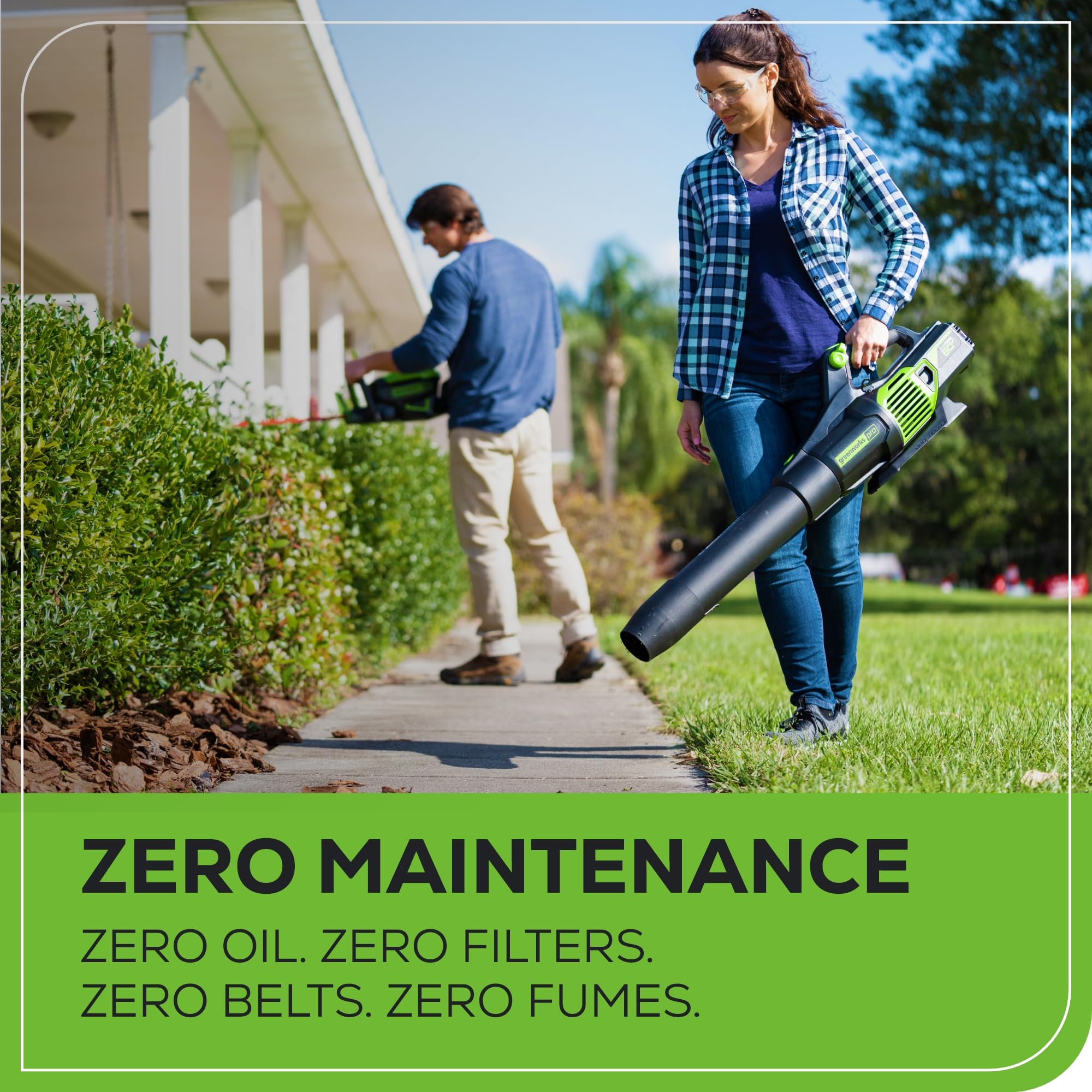 Greenworks 60V blower cruise-control maintains constant airflow