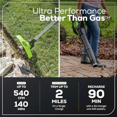 Greenworks 60V blower turbo mode provides extra power on demand.