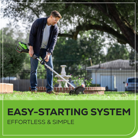 Ergonomic handle on the Greenworks 60V edger for comfort.