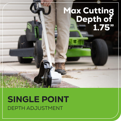 Quiet operation of the Greenworks 60V edger in a backyard setting.