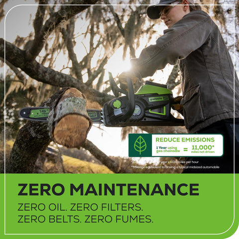 Greenworks 60V Pro battery included with the chainsaw