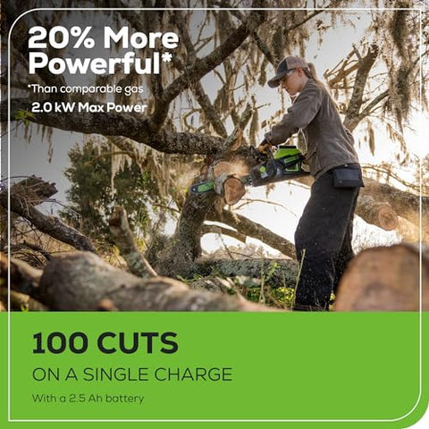 Greenworks 60V Pro 16in chainsaw with automatic oiling and window