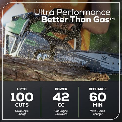 Greenworks 60V Pro 16in brushless motor enables fast cutting
