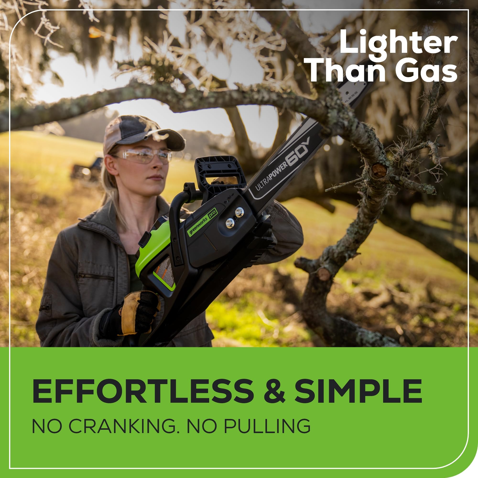Greenworks 60V Pro 16in inertia chain brake for safety