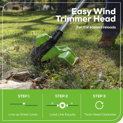 Greenworks 60V trimmer ergonomic handle reduces fatigue during long sessions.