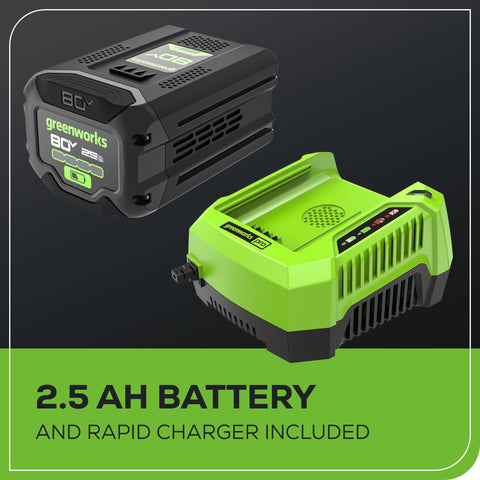 Greenworks cruise control and variable speed for precise airflow.