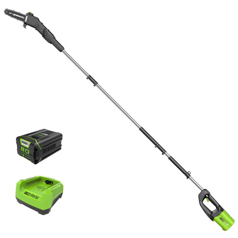 Greenworks 80V polesaw with 10-inch bar, easy branch cutting