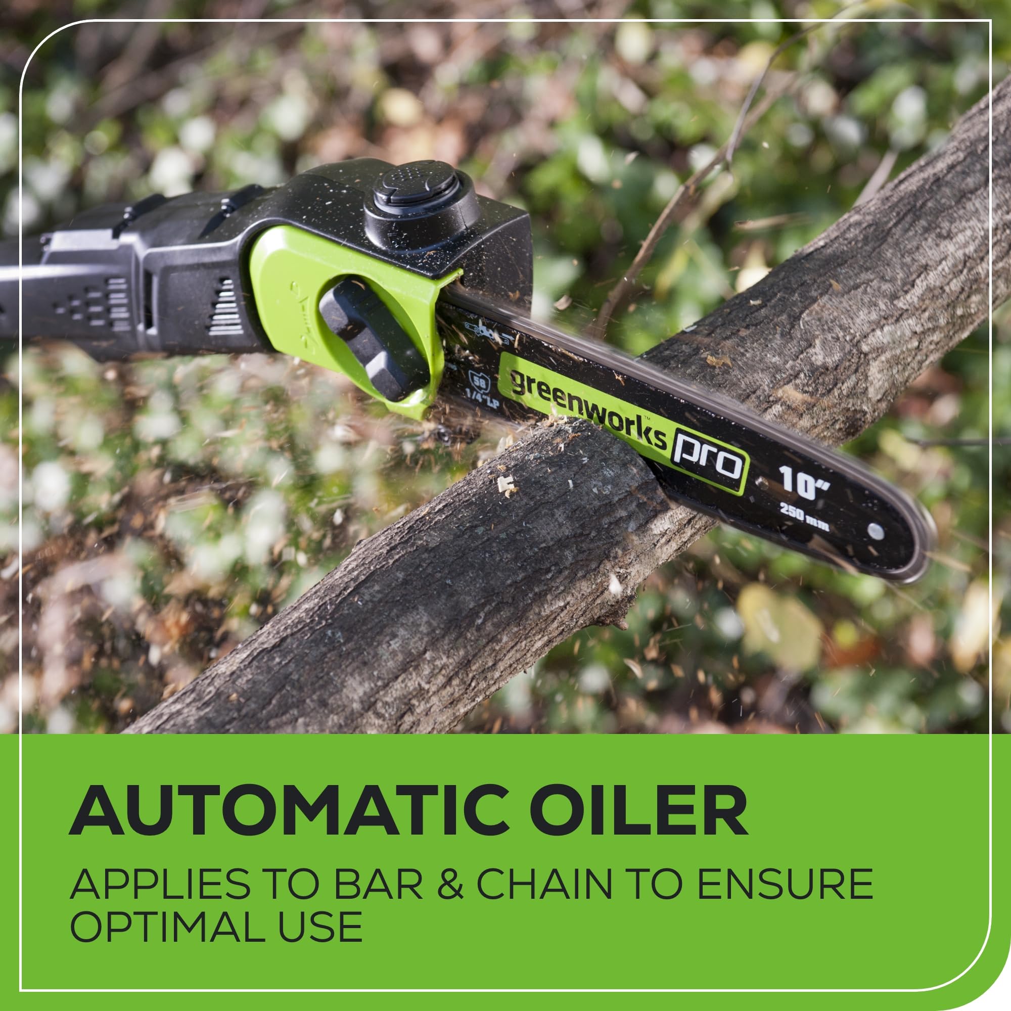 Greenworks 80V polesaw easy chain tensioning for maintenance