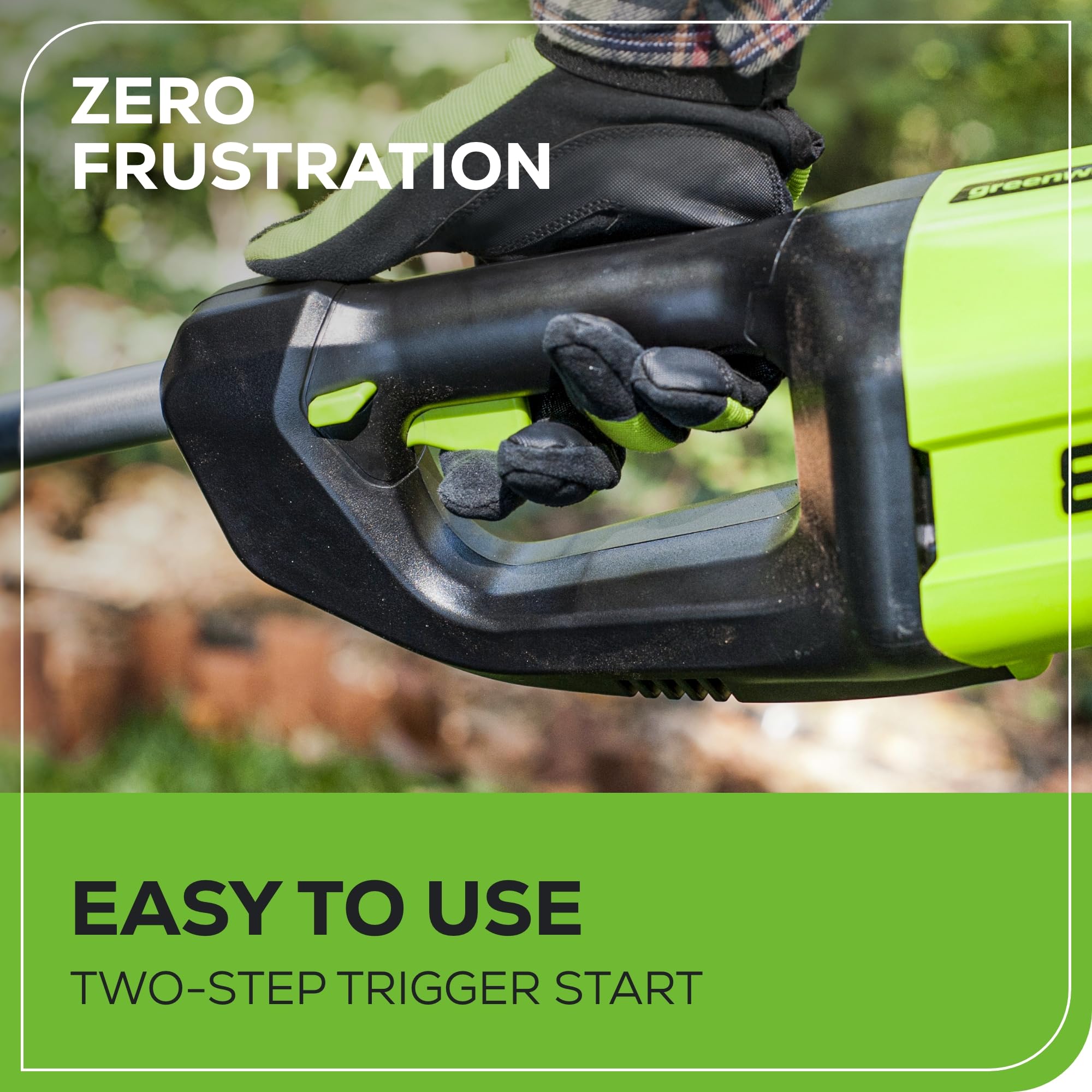 Greenworks 80V polesaw with scabbard for safe storage