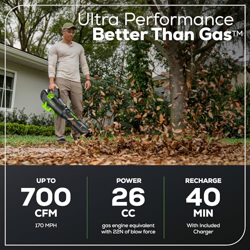 Greenworks 80V turbo mode boosts power for stubborn messes.