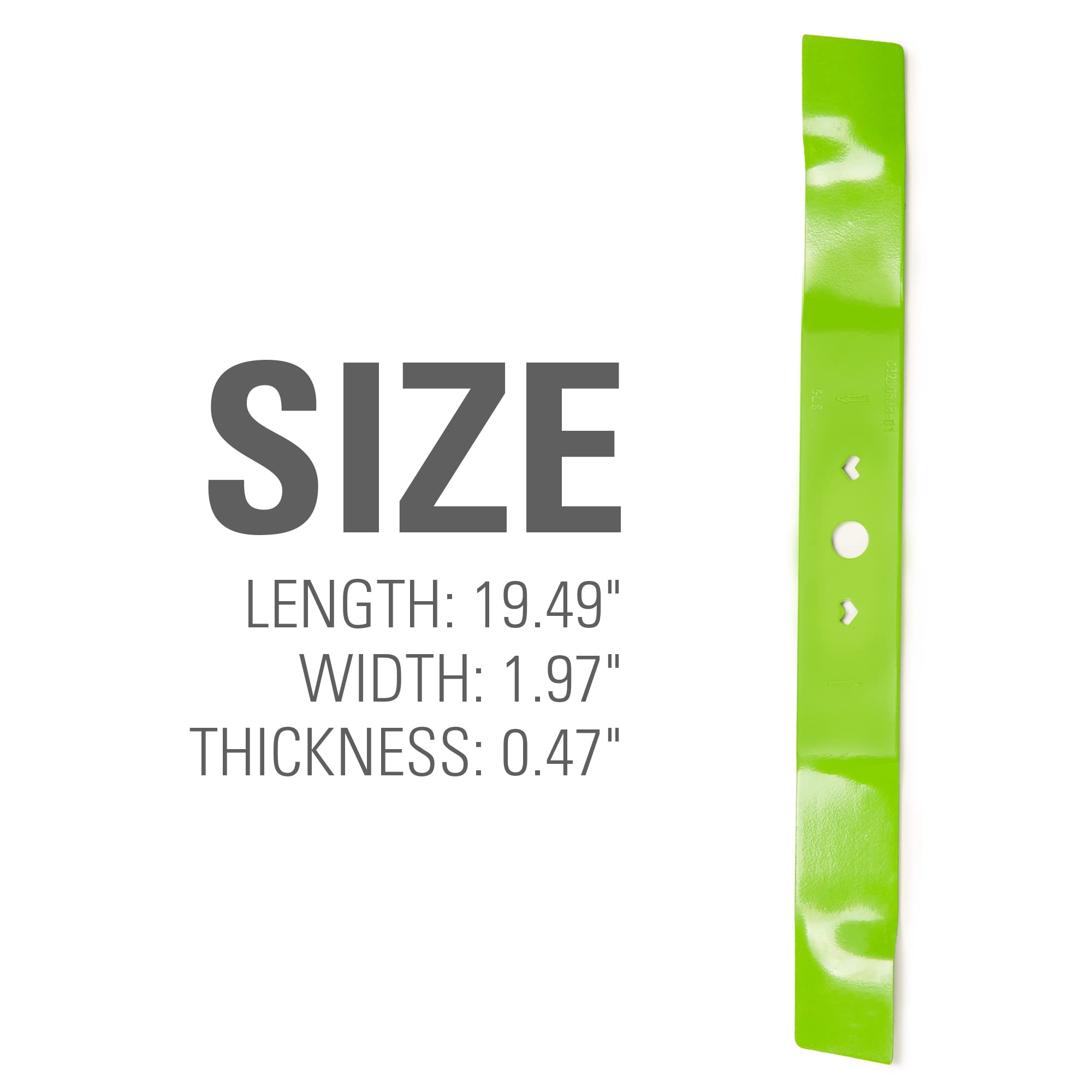 GreenWorks heat-treated steel blade built for durability.