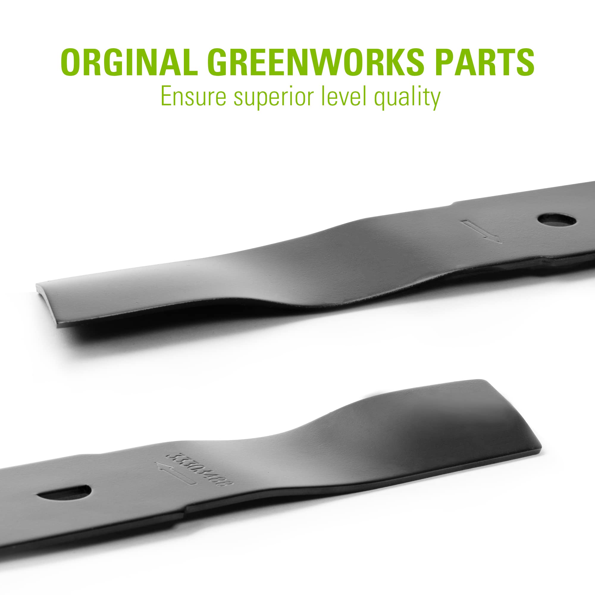 Greenworks blade on mower demonstrates efficient cutting in lush grass.