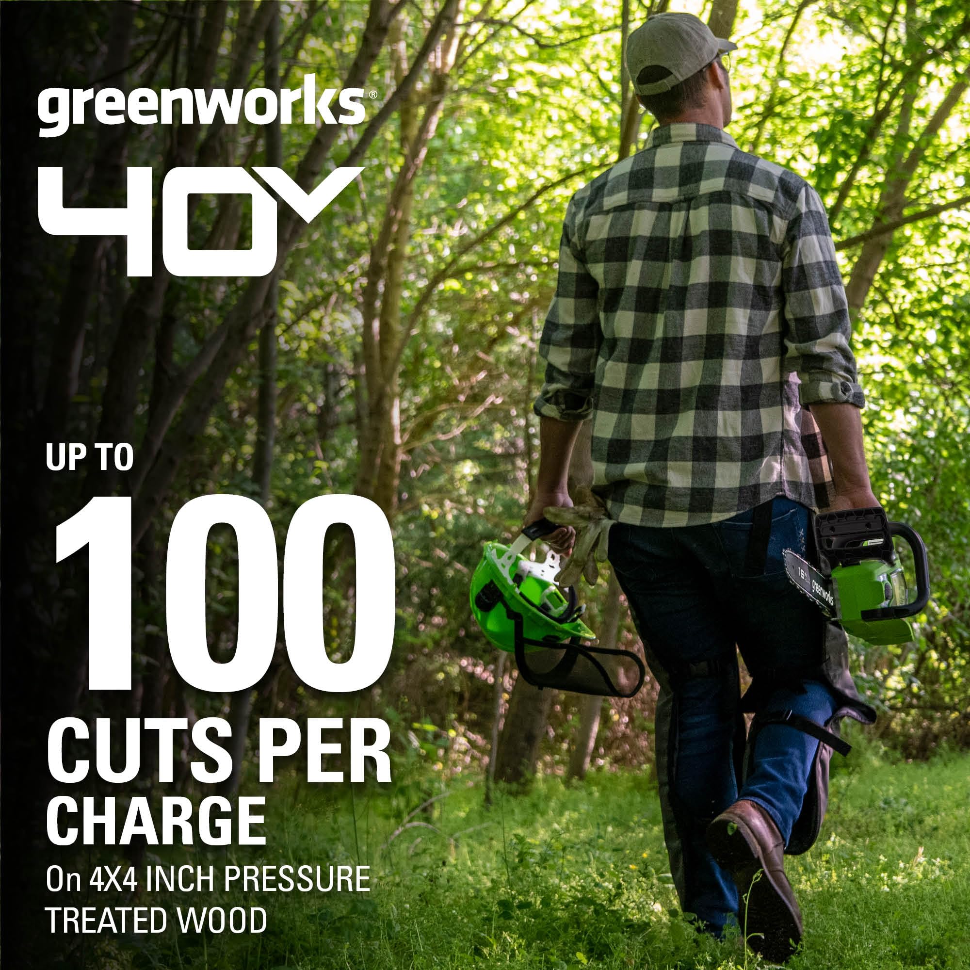 Greenworks brushless motor Gen2 delivers more torque and longer runtime.