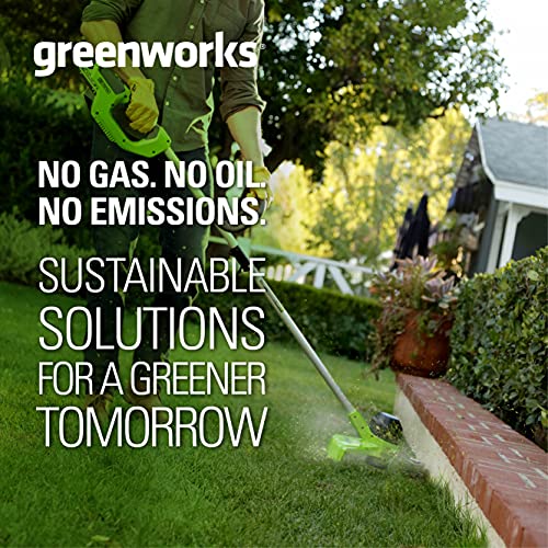 Greenworks BST4000 edge-trim action for clean lawn borders.