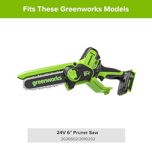 Greenworks chainsaw bar and chain assembly demonstrates easy installation.
