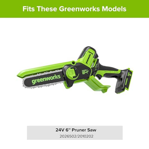 Greenworks chainsaw bar and chain assembly demonstrates easy installation.