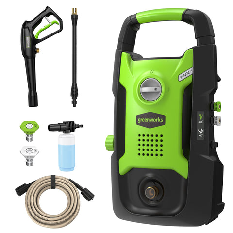Greenworks compact electric pressure washer front view for versatile home cleaning tasks