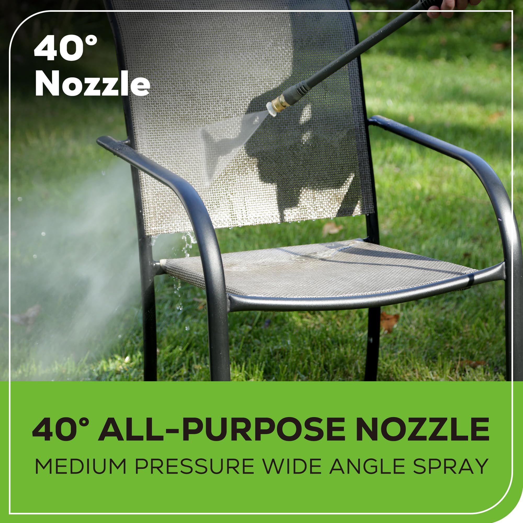 Greenworks nozzle 40-degree broad spray for patios and decks